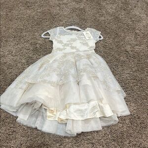 Elegant White Lace Kids Dress-Joyfolie